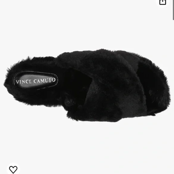 Vince Camuto Kortendie Black Faux Fur Slip On Slide Slippers Size 9M - Picture 2 of 12